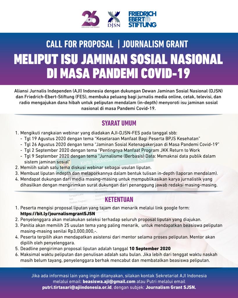 Call for Proposal: Journalism Grant “Meliput Isu Jaminan Sosial Nasional di masa Pandemi COVID-19”