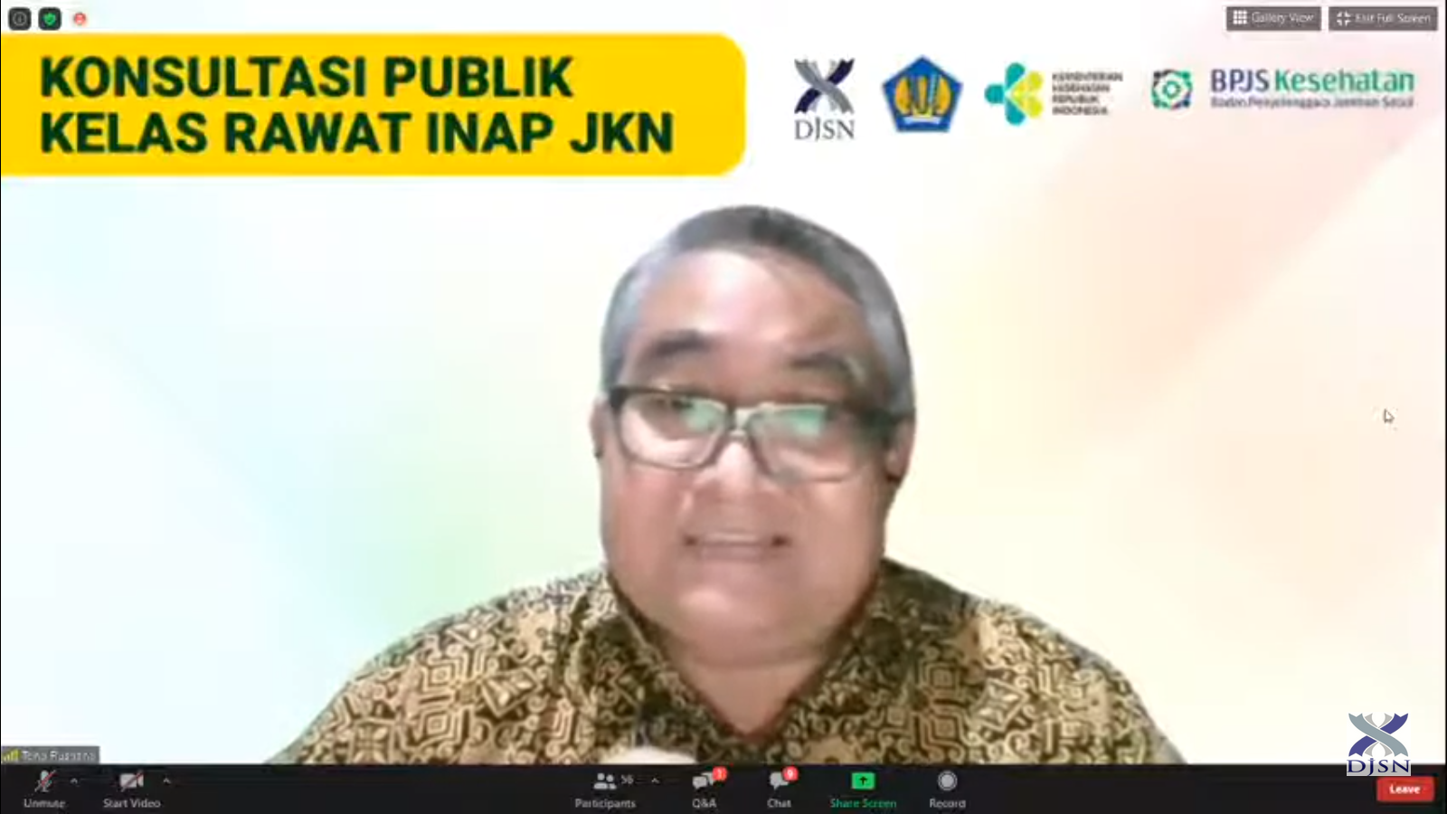 Tono Rustiano : Penerapan Kebijakan Kelas Rawat Inap JKN Perlu Penyesuaian