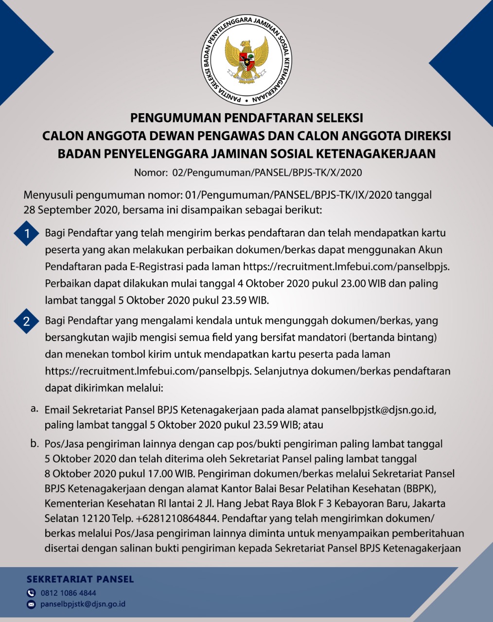 PENGUMUMAN PENDAFTARAN SELEKSI